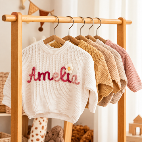 Custom Embroidered Baby Name Sweater - Hand embroidered (Copy)