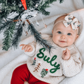Personalized Name Christmas Baby Sweater – Hand Embroidered Knit Sweater