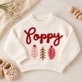 Personalized Name Christmas Baby Sweater – Hand Embroidered Knit Sweater