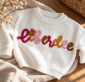 Custom Embroidered Baby Name Sweater - Hand embroidered